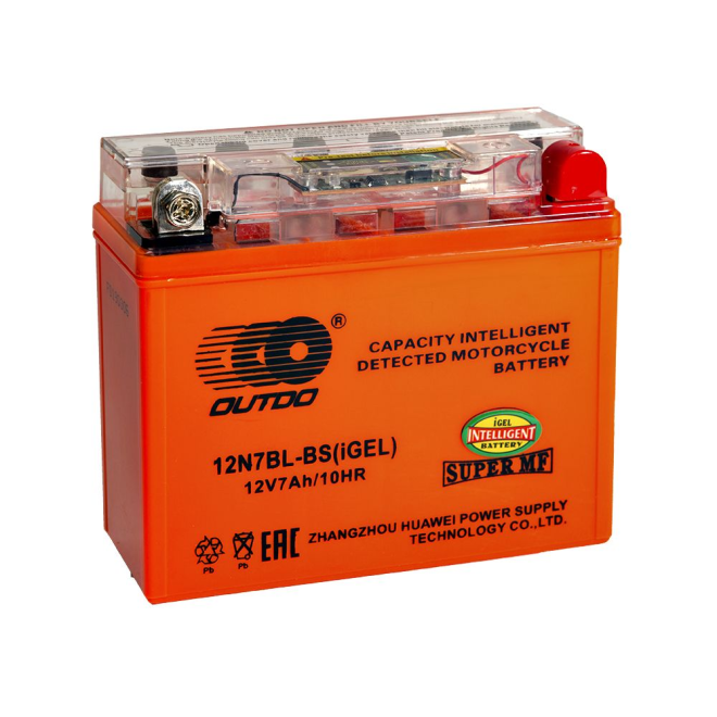 Мото аккумулятор 7Ah OUTDO 12N7BL-BS iGEL (8Ah)