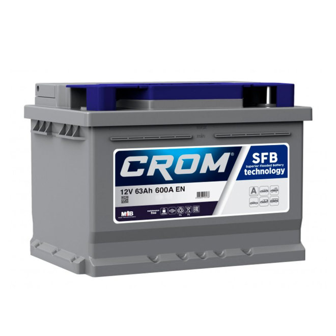 Аккумулятор CROM 63 обр (LB2.0, низк)
