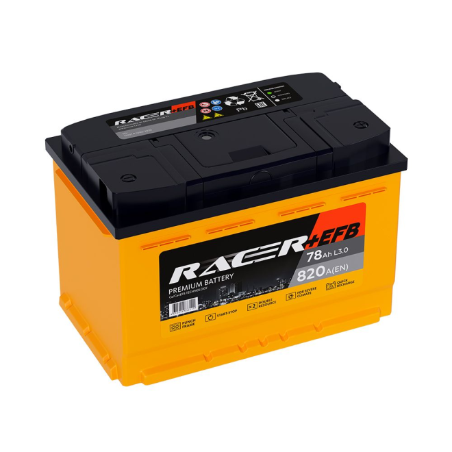 Аккумулятор RACER +EFB 78 обр (L3.0, KN)