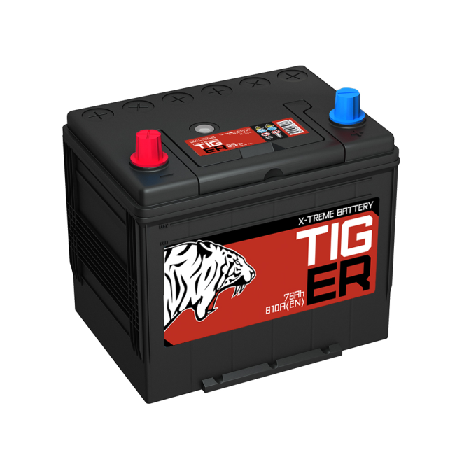 Аккумулятор TIGER  65 пр (75D23R, Красный, KN)