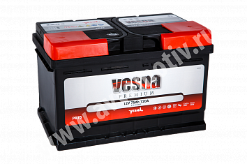 Автомобильный аккумулятор VESNA Premium 75.0 LB3 фото 354x235